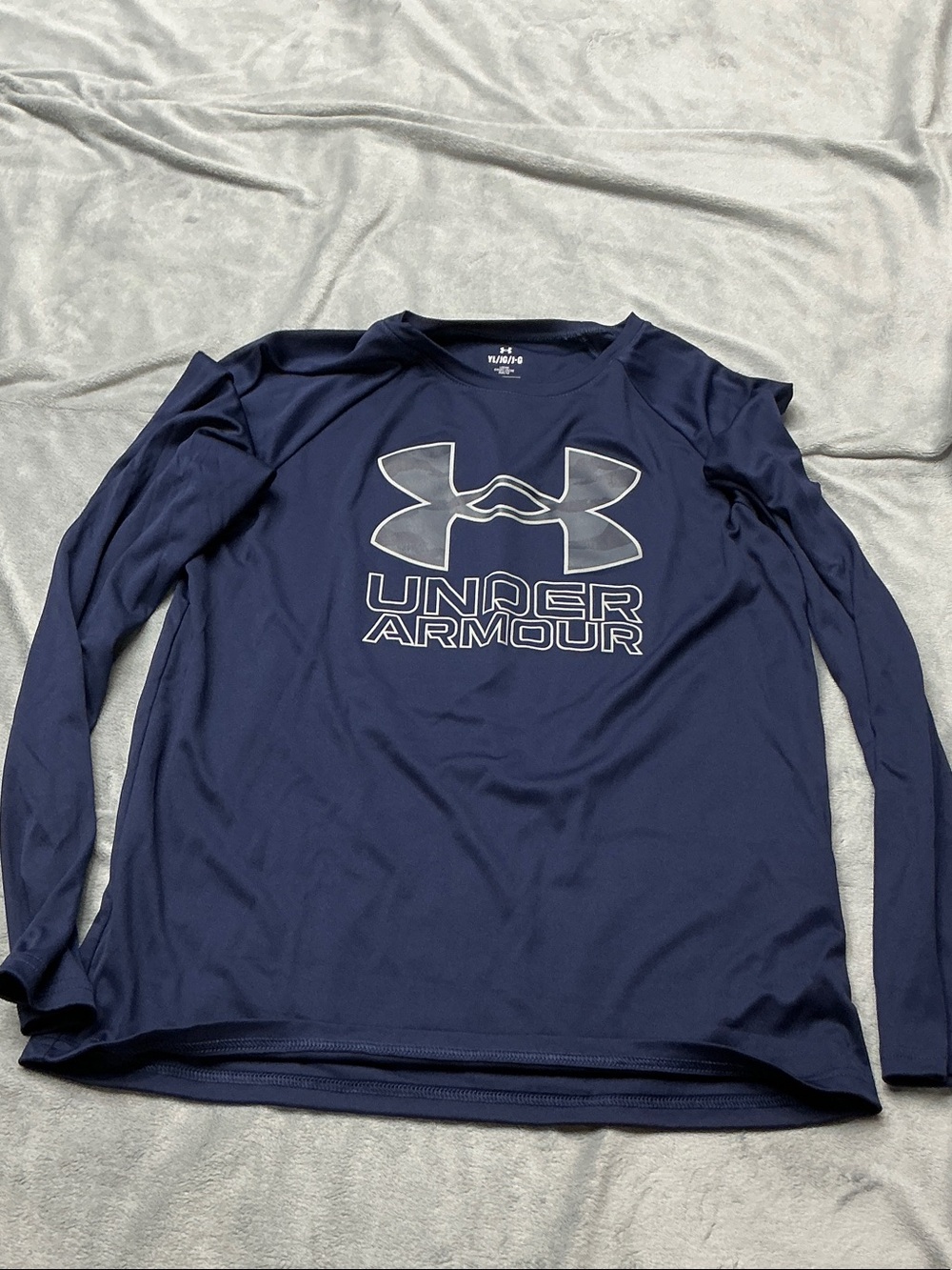 Under Armour Navy Long Sleeve Tech Tee with Silver Logo